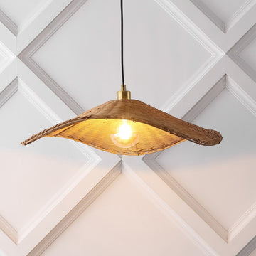 Miko 24.5" Modern Coastal Organic Curve Rattan LED Pendant